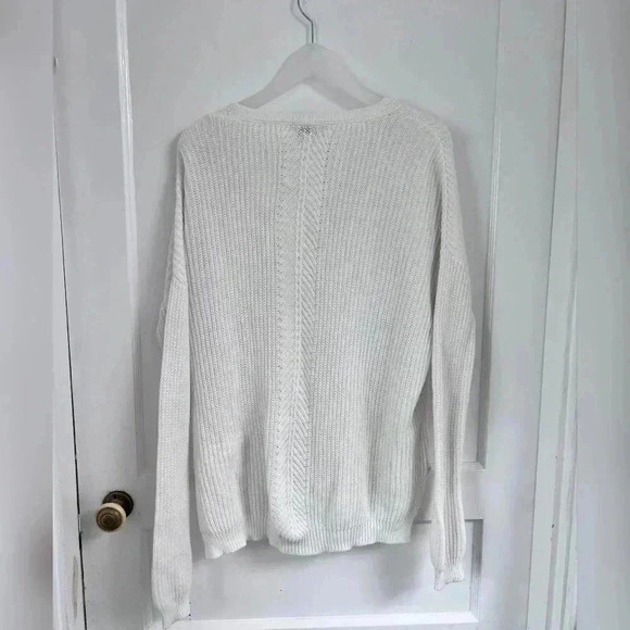 Vince White Directional V-neck Long Sleeve Knit Cotton Sweater - Picture 4 of 4